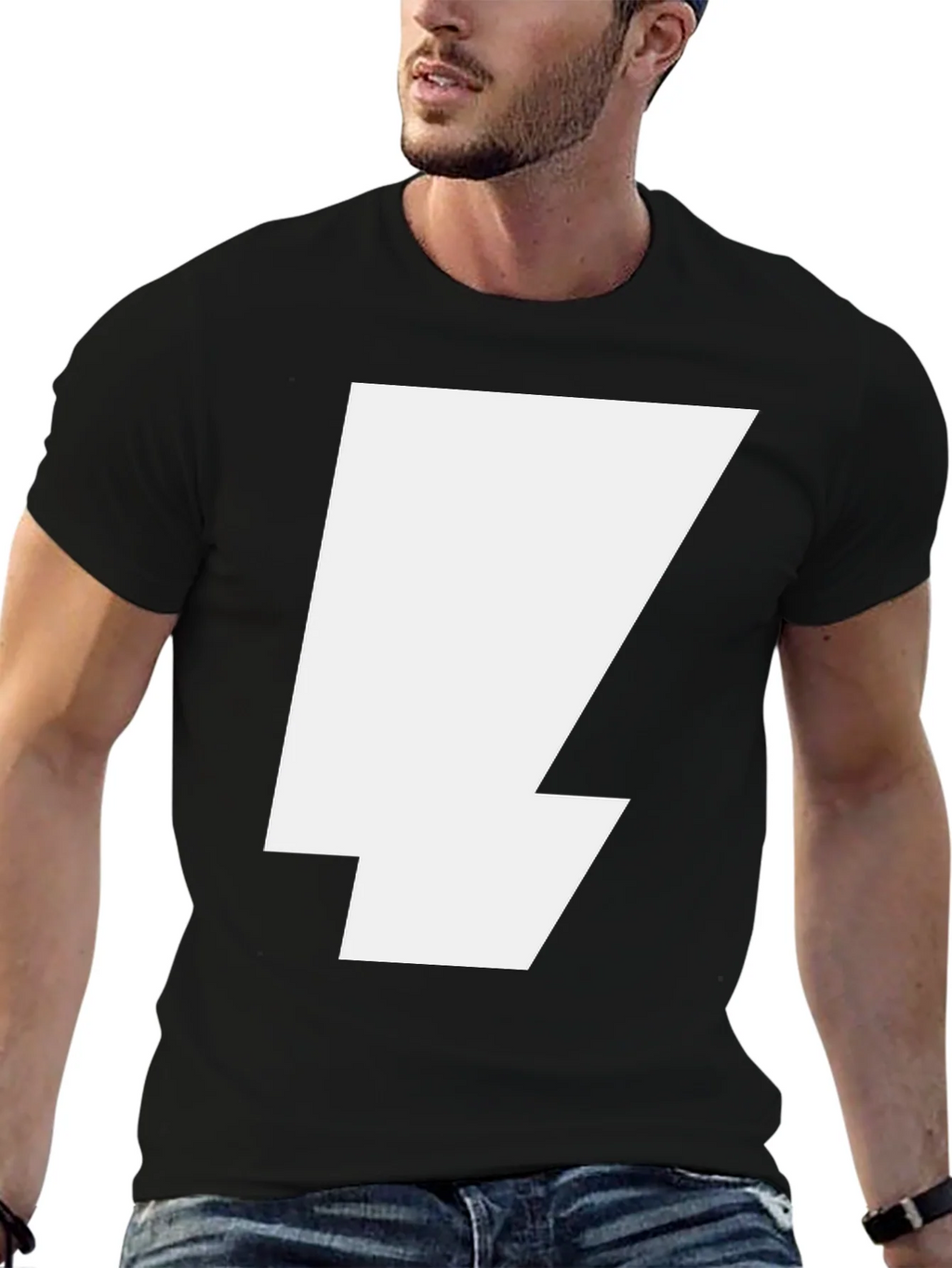 Bold Lightning Bolt Graphic Tee - Black