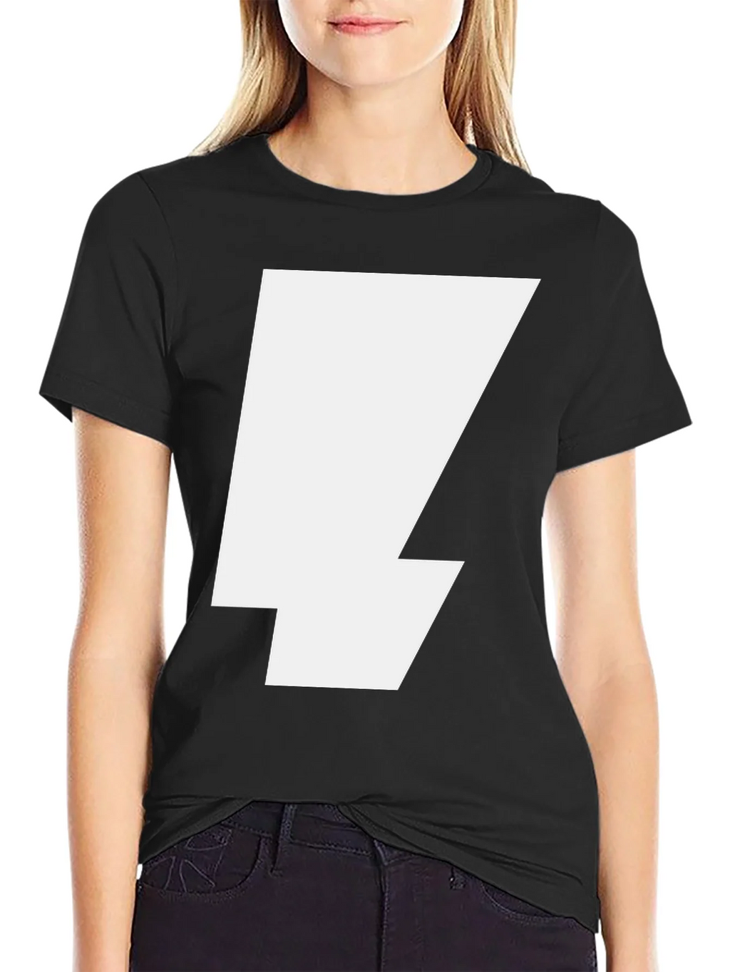 Bold Lightning Bolt Graphic Tee - Black