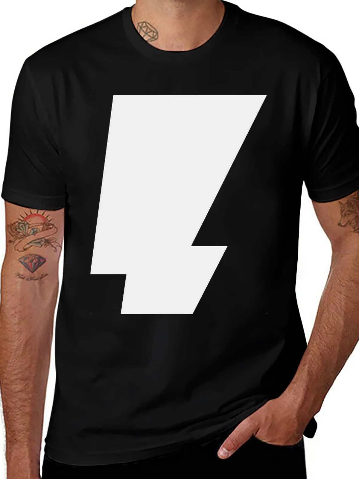 Bold Lightning Bolt Graphic Tee - Black