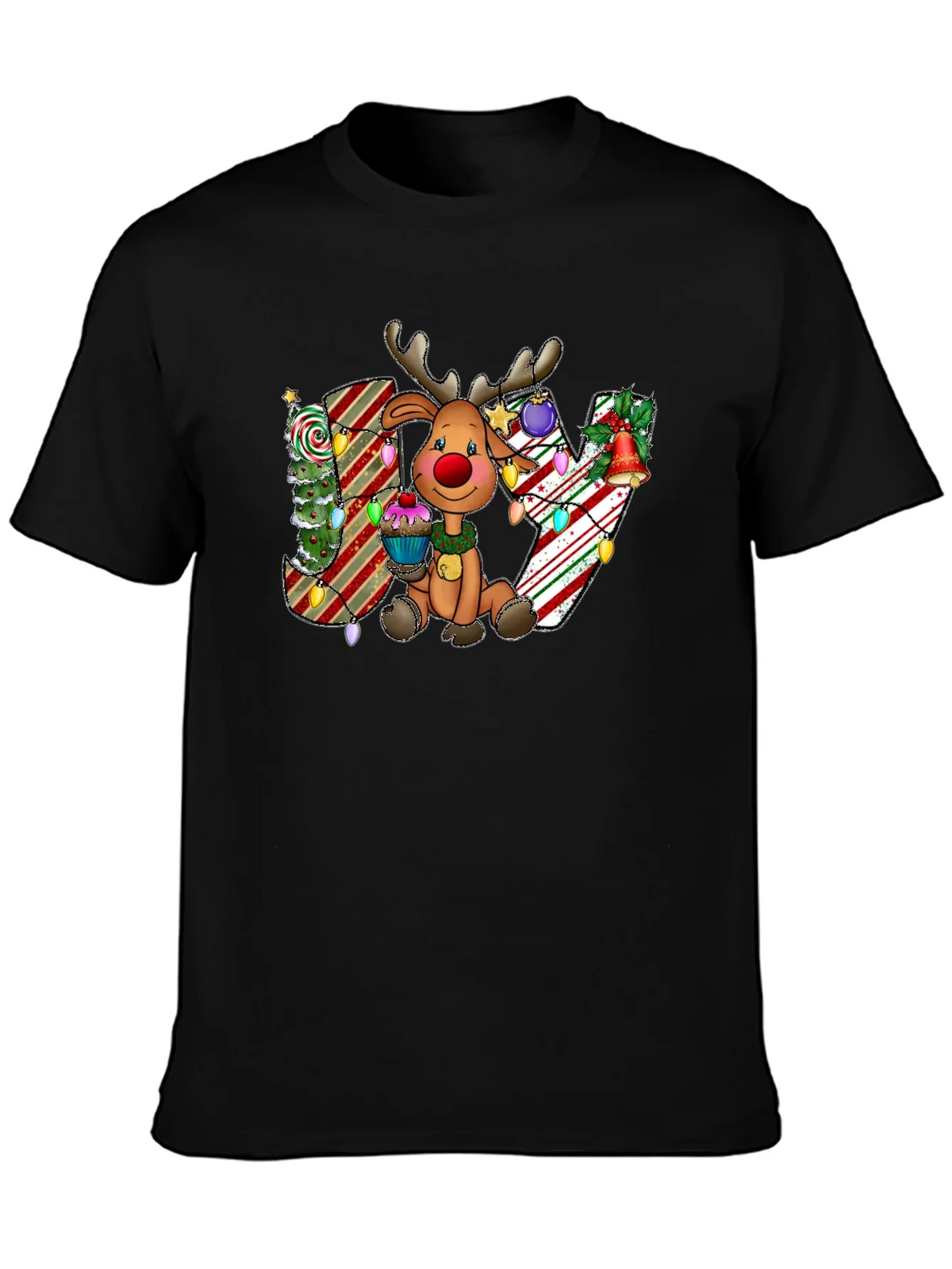 Festive Reindeer JOY Christmas Graphic Tee