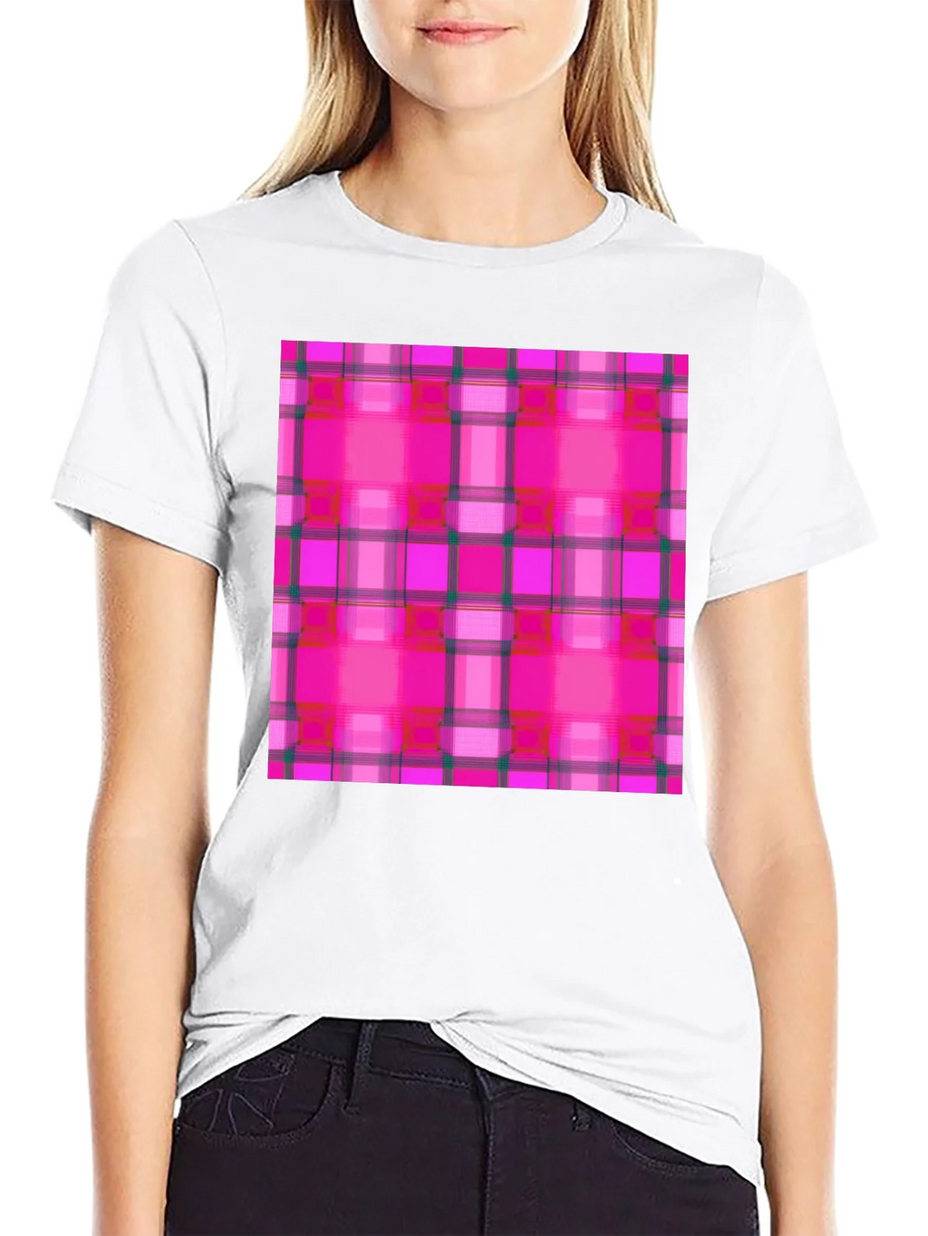 Pink Plaid Tee - Stylish & Unique Pattern