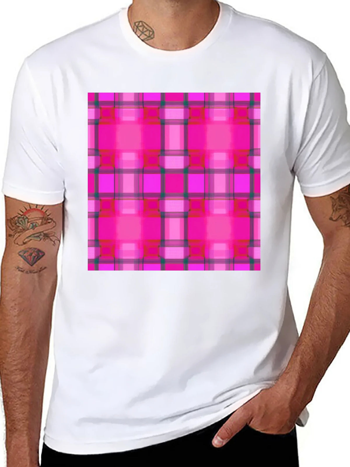 Pink Plaid Tee - Stylish & Unique Pattern