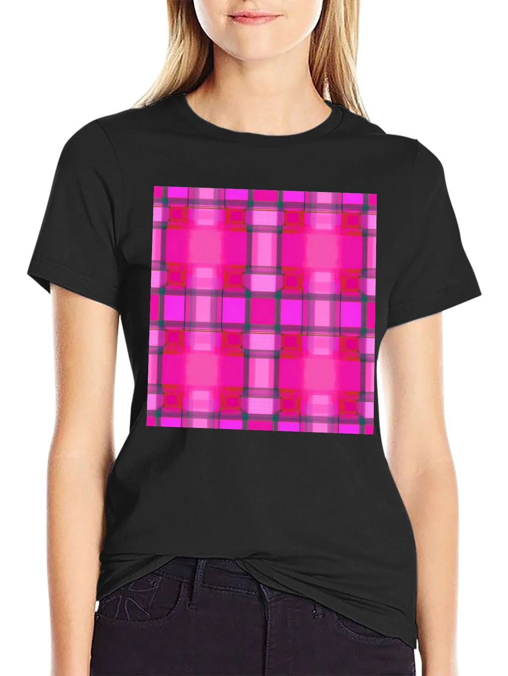 Pink Plaid Tee - Stylish & Unique Pattern