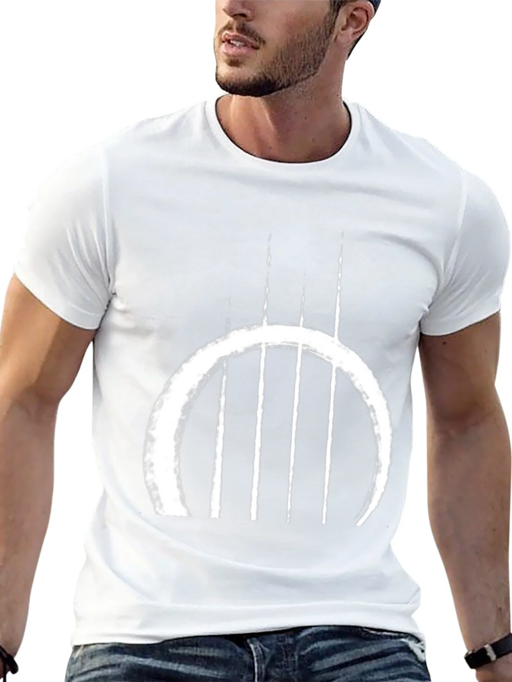 Abstract Circle & Lines Graphic Black T-Shirt