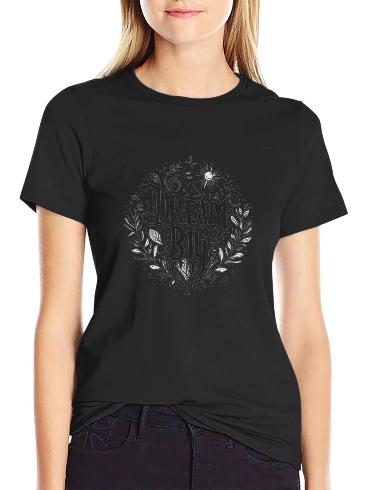 Dream Big Black Graphic Tee - Stylish Mens Cotton T-Shirt