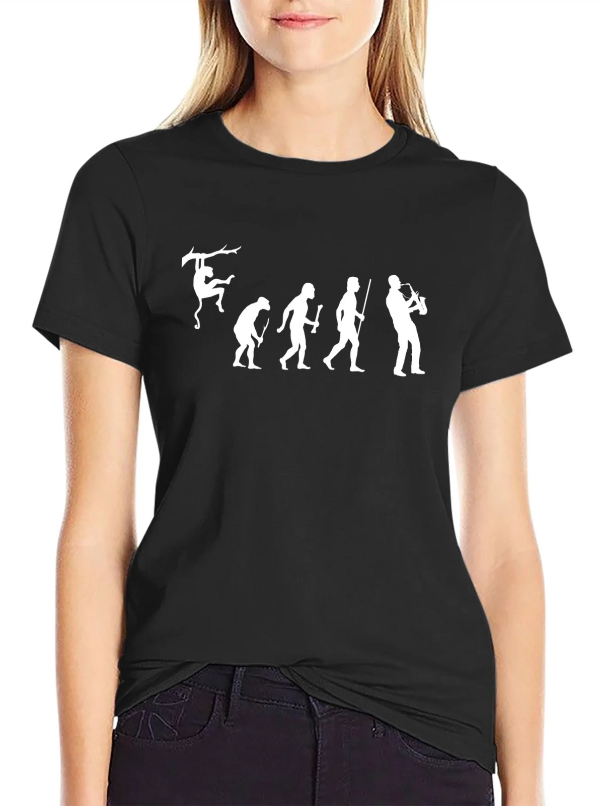 Evolution of Saxophone Black T-Shirt