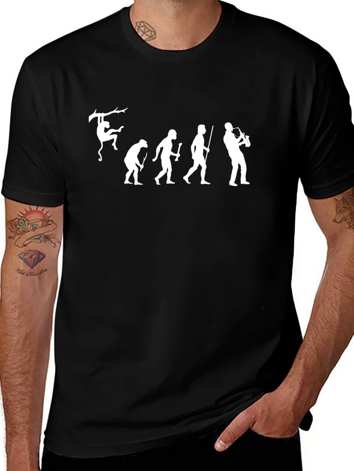 Evolution of Saxophone Black T-Shirt