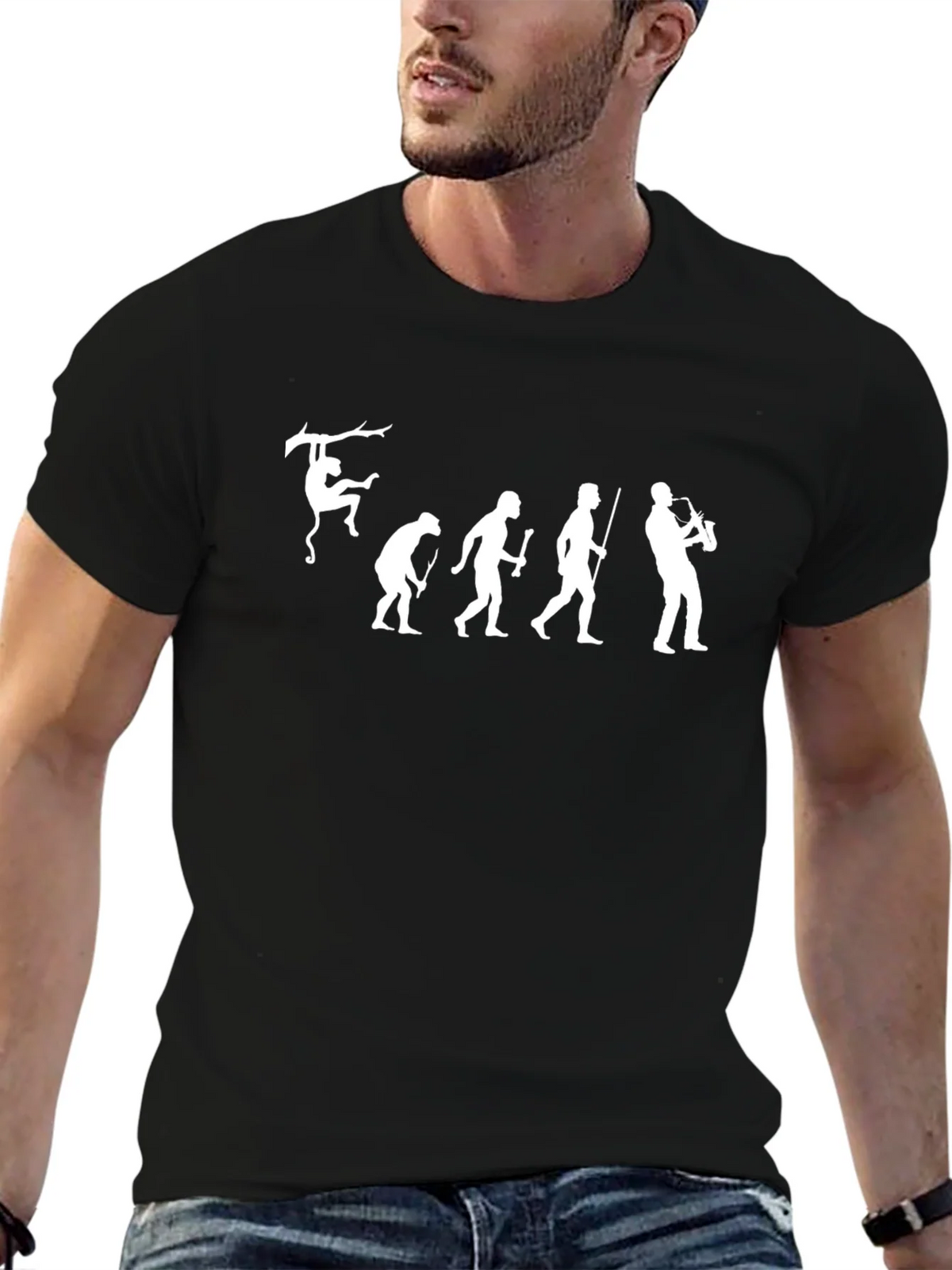 Evolution of Saxophone Black T-Shirt