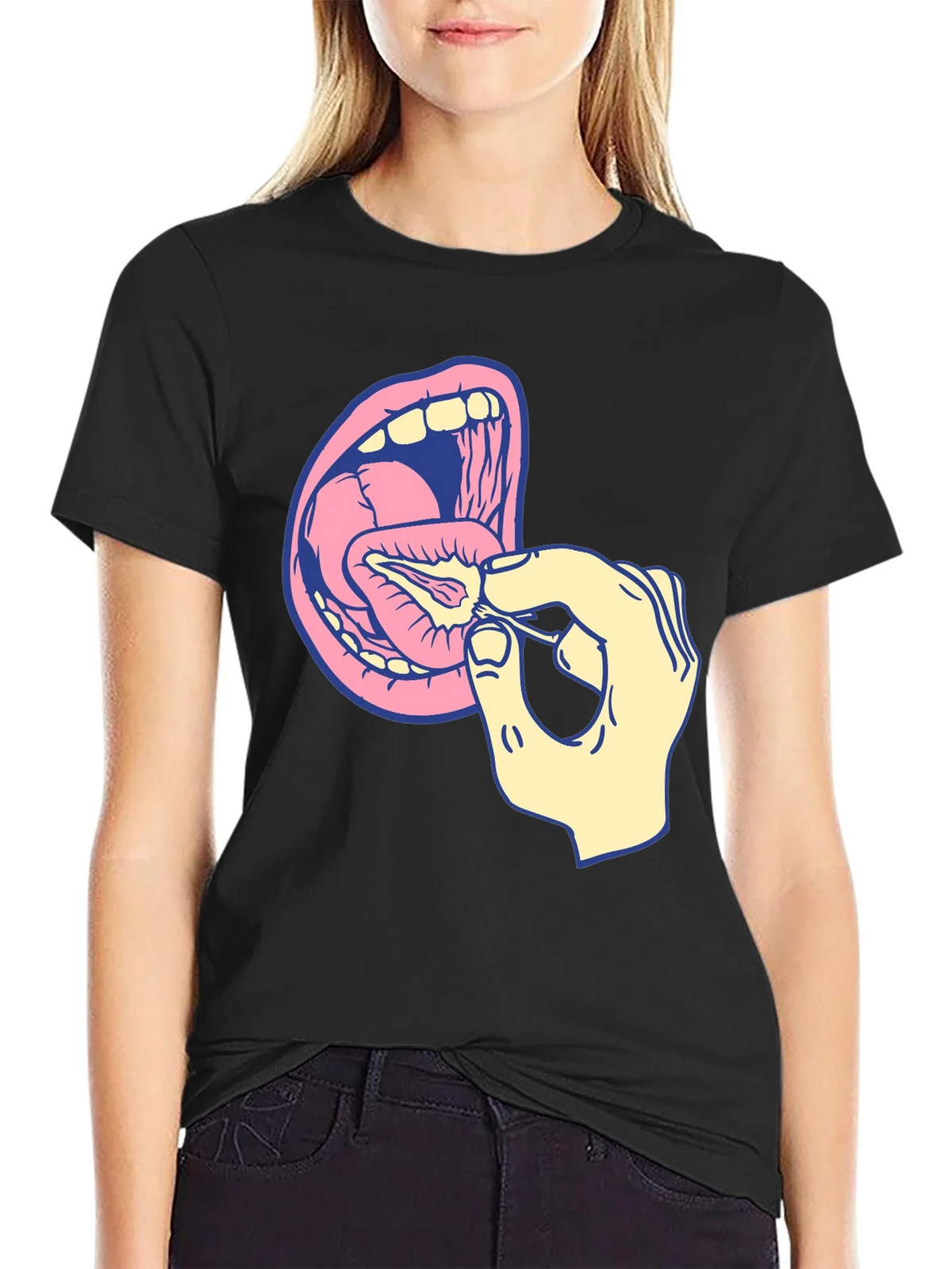 Graphic T-Shirt: Mouth and Hand