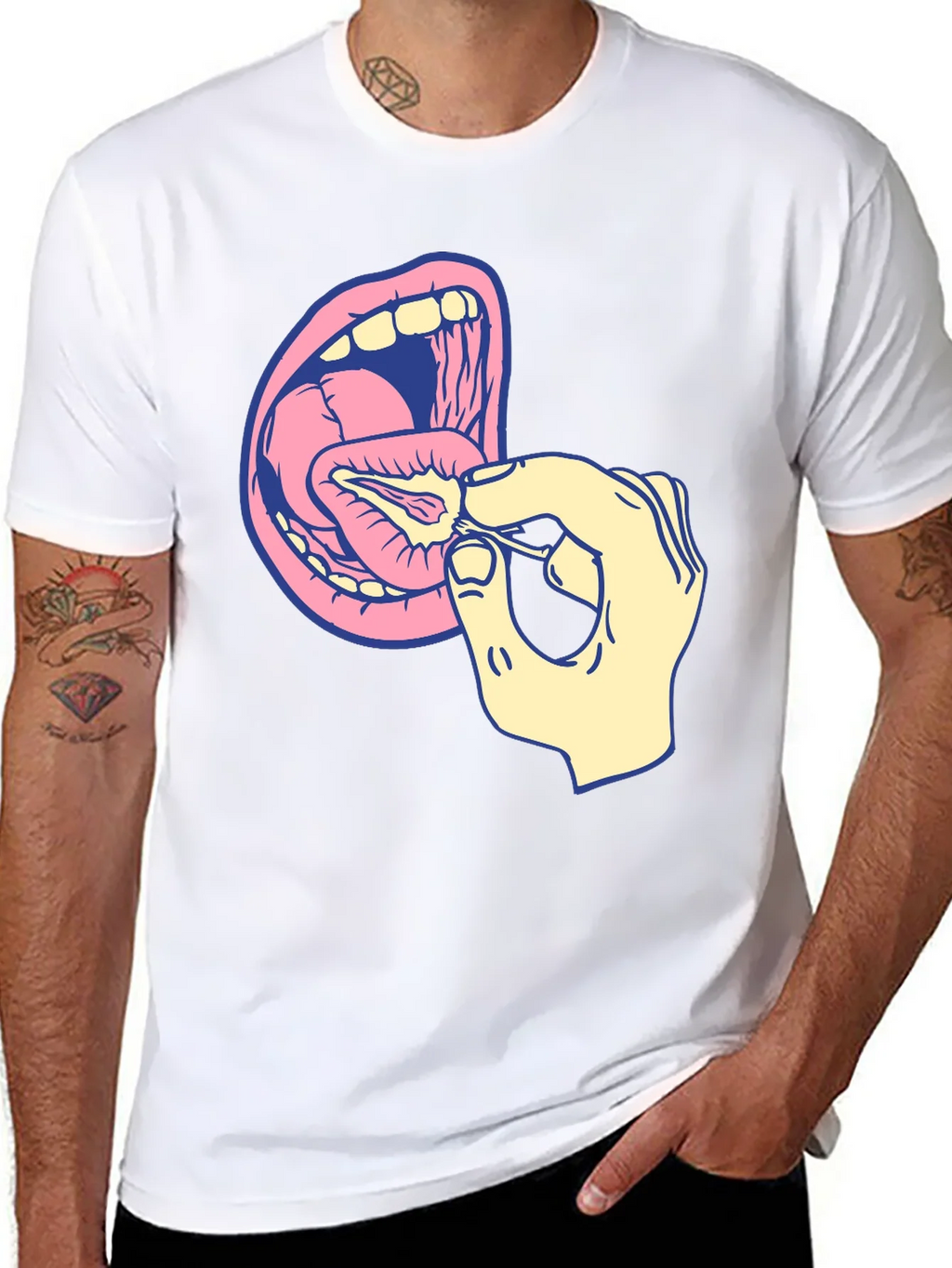 Graphic T-Shirt: Mouth and Hand