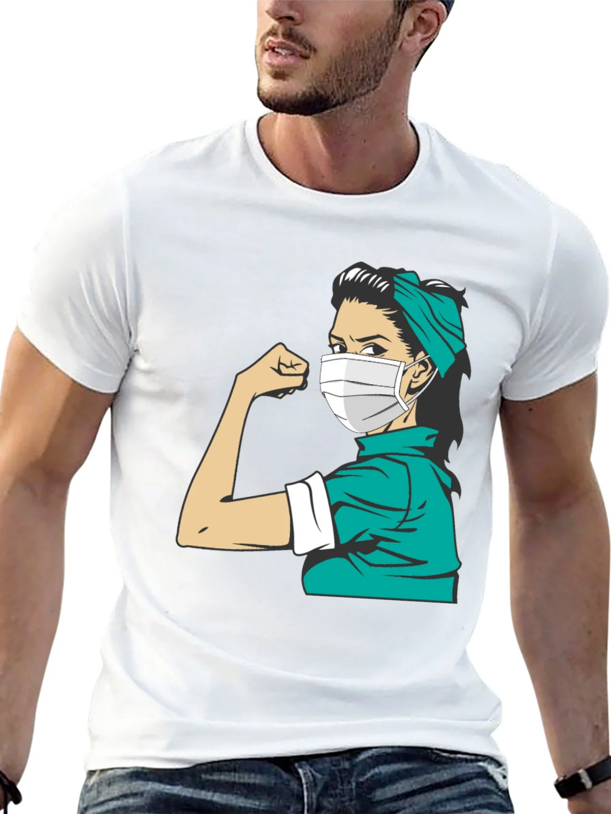 Empowered Nurse T-Shirt - Rosie Riveter Style