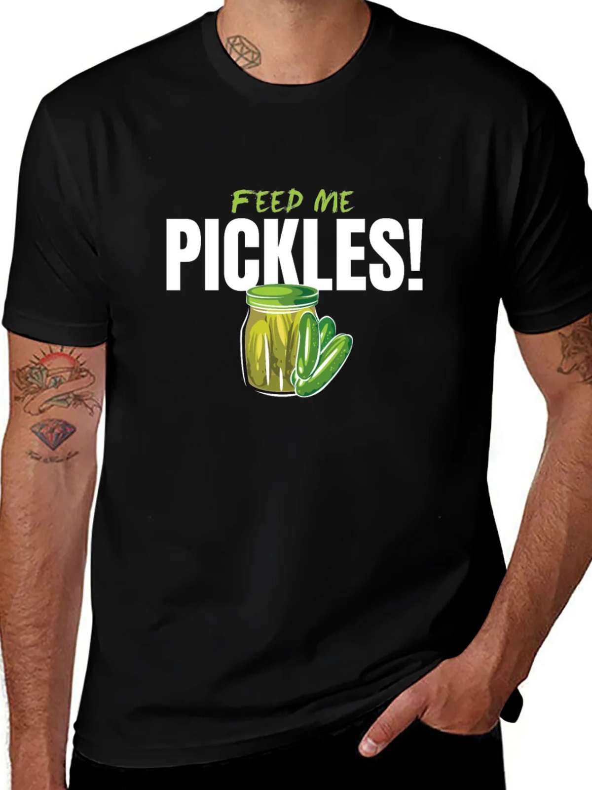 Feed Me Pickles! Graphic T-Shirt - Funny Pickle Lover Tee