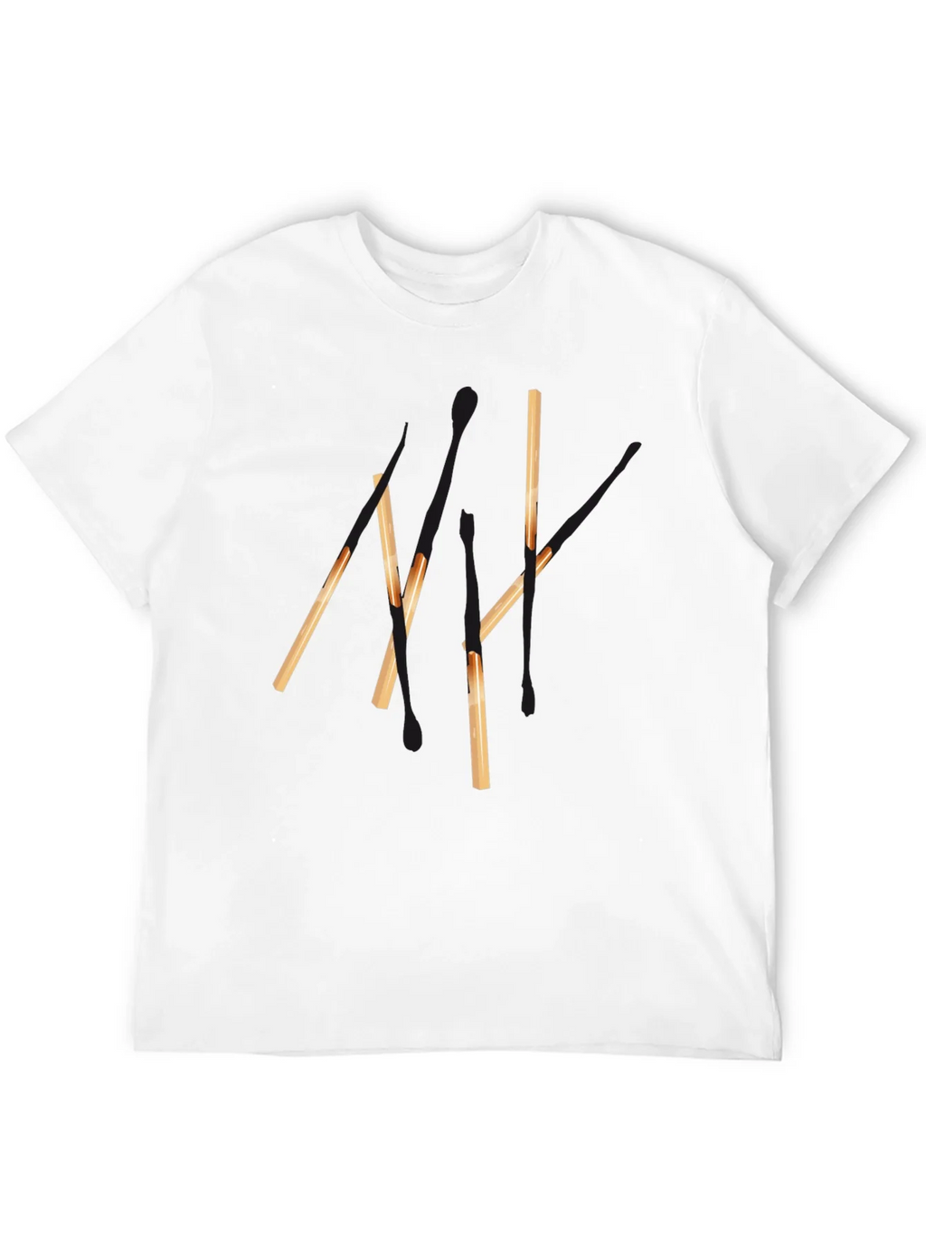 Abstract Matchsticks Graphic Black T-Shirt