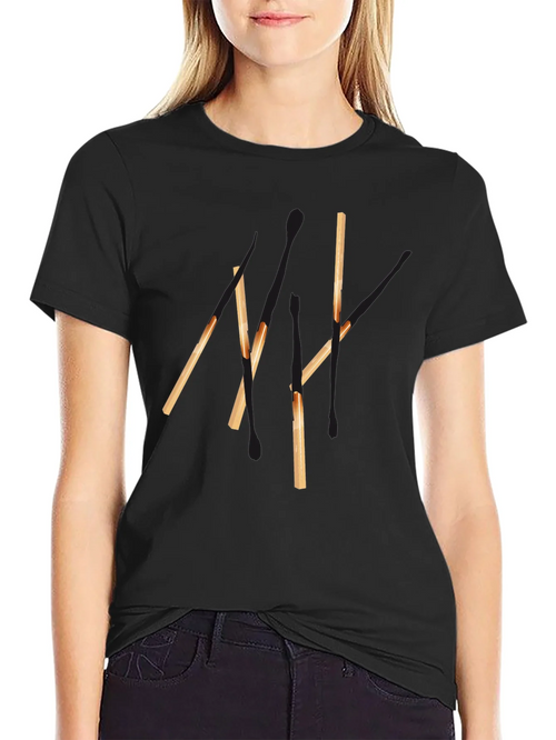 Abstract Matchsticks Graphic Black T-Shirt