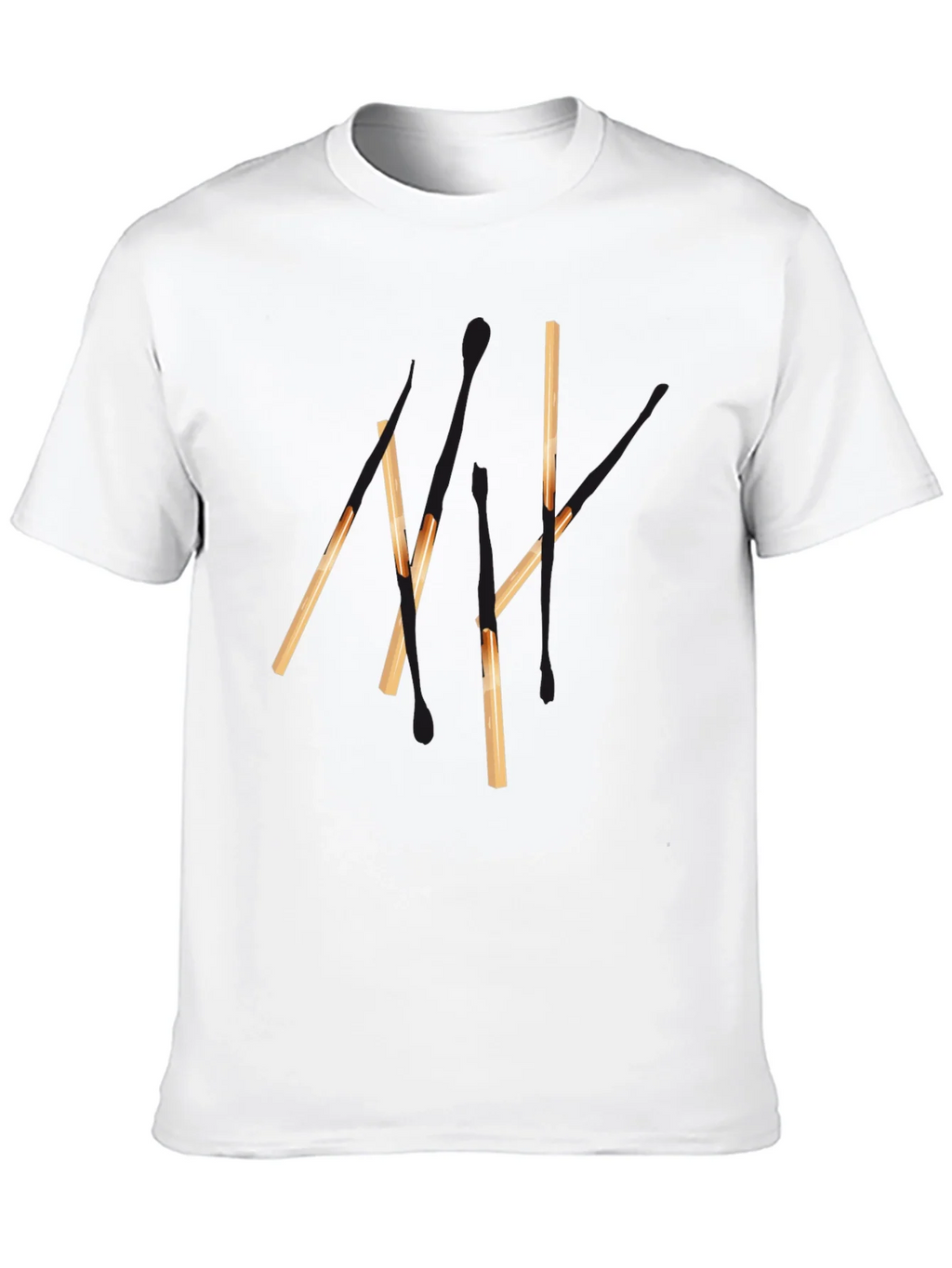 Abstract Matchsticks Graphic Black T-Shirt
