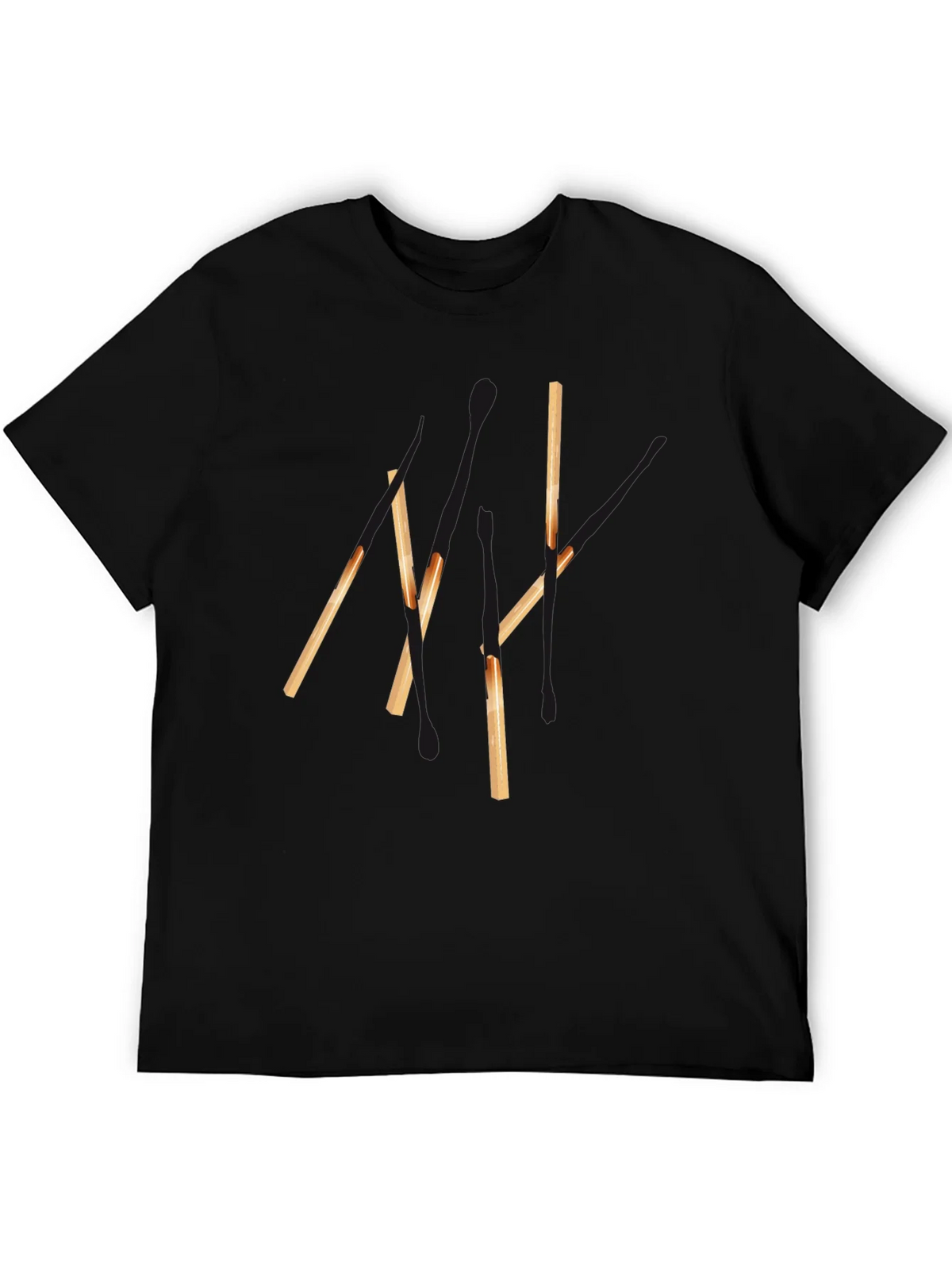 Abstract Matchsticks Graphic Black T-Shirt