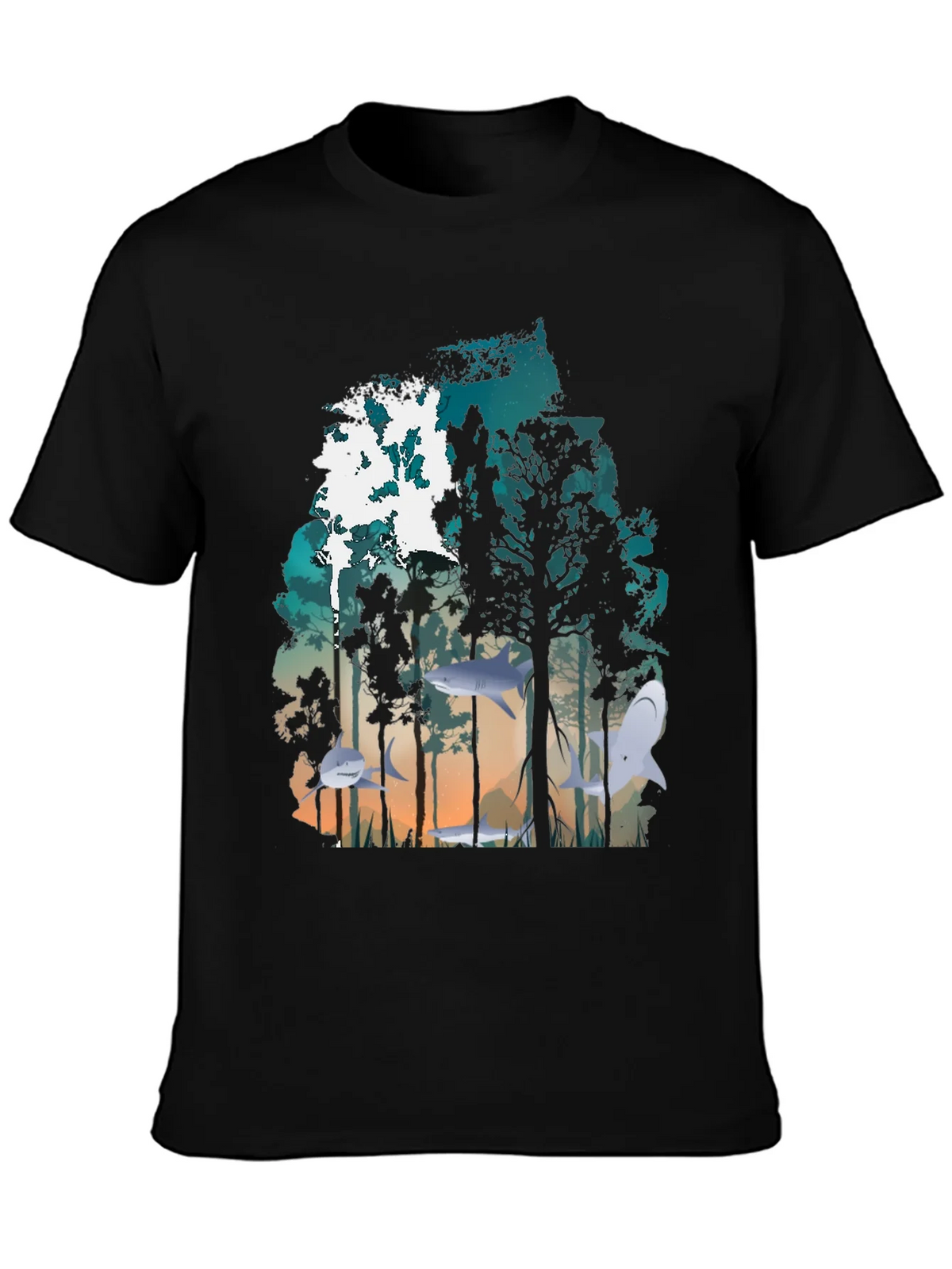 Shark Forest Graphic Tee - Unique Nature Inspired Design
