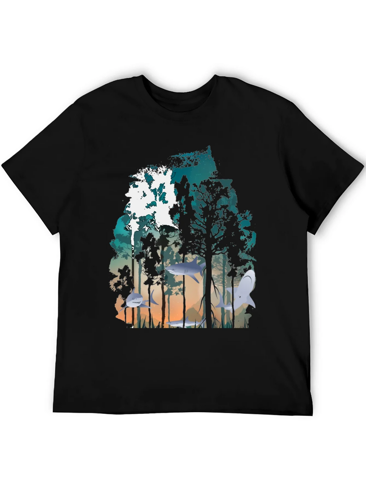Shark Forest Graphic Tee - Unique Nature Inspired Design