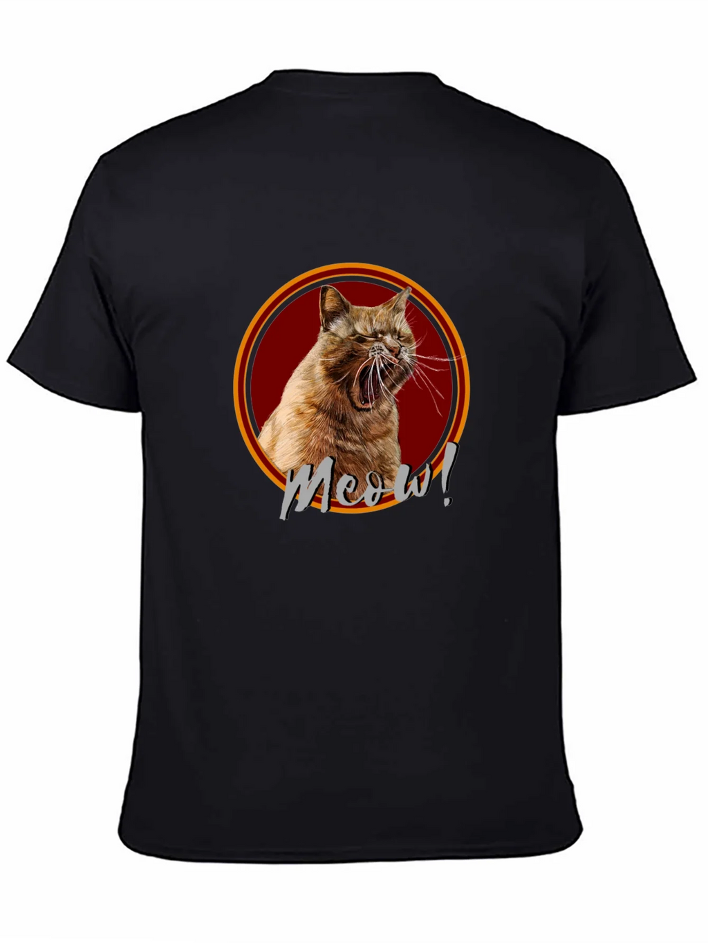 Meow! Cat Graphic Print Black T-Shirt
