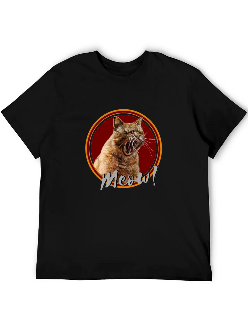 Meow! Cat Graphic Print Black T-Shirt