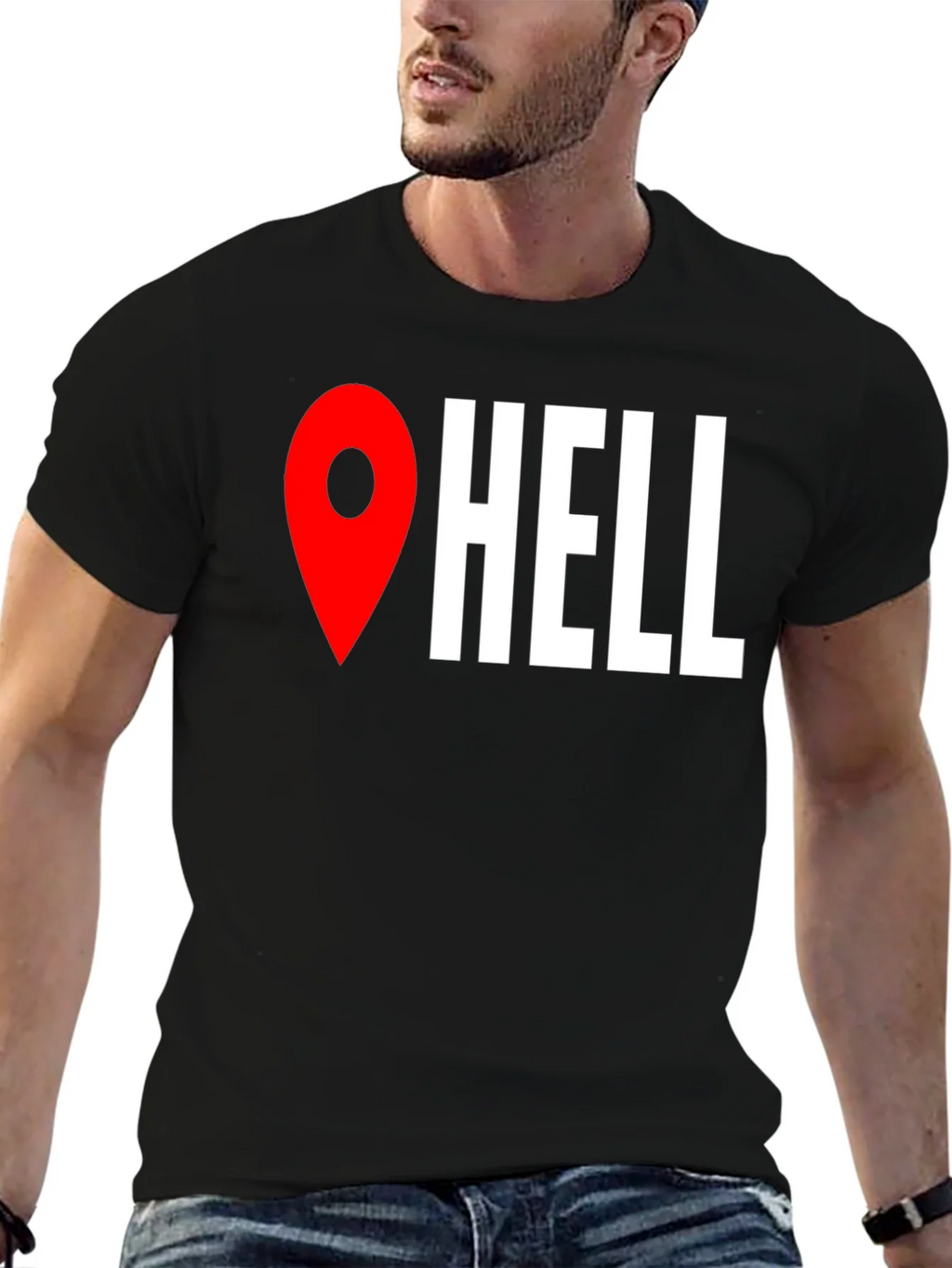 Funny Hell Location Pin T-Shirt