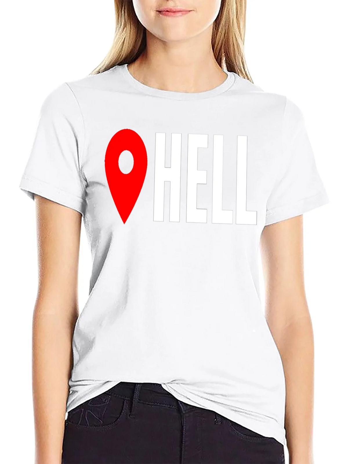 Funny Hell Location Pin T-Shirt