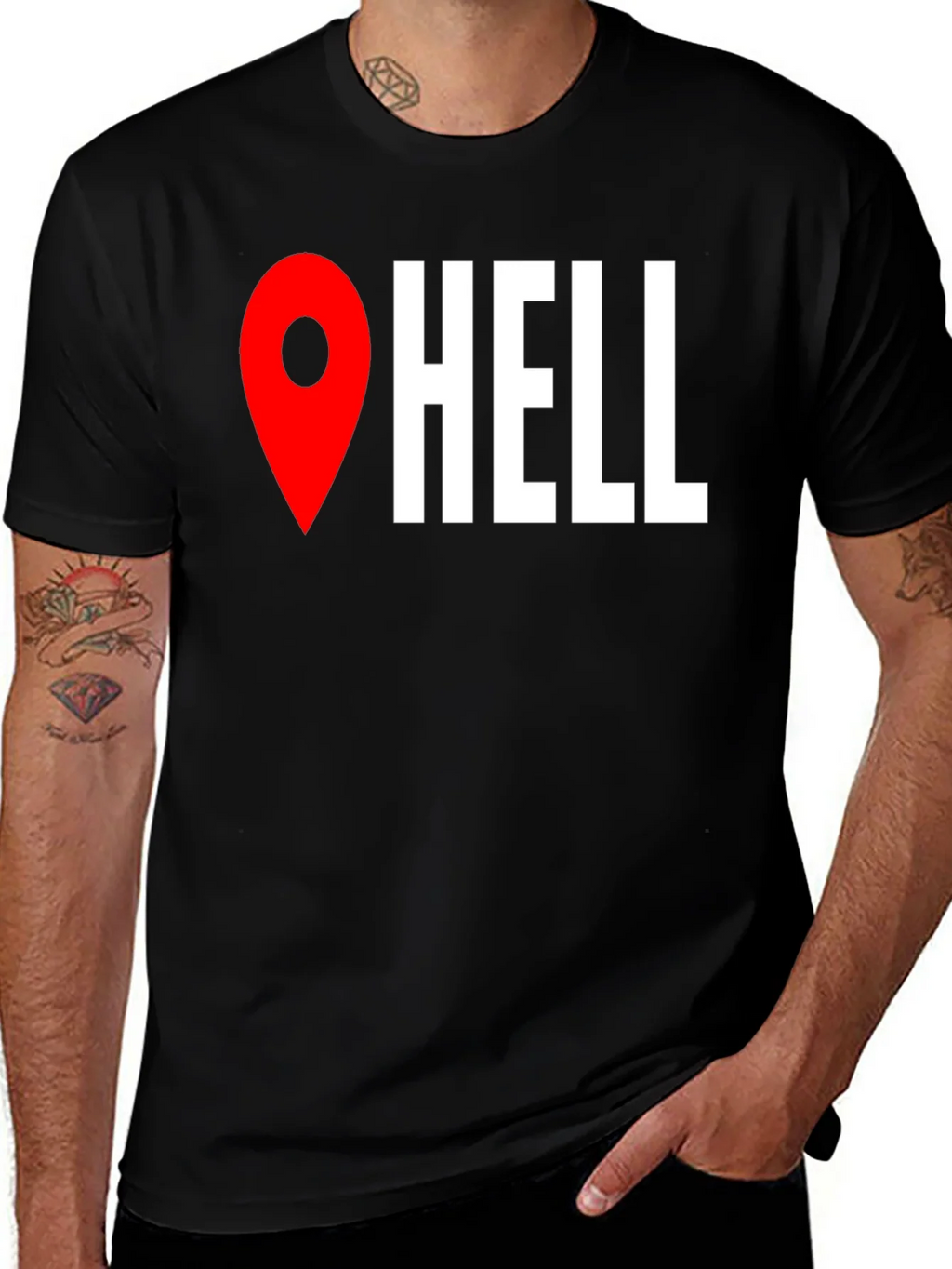 Funny Hell Location Pin T-Shirt