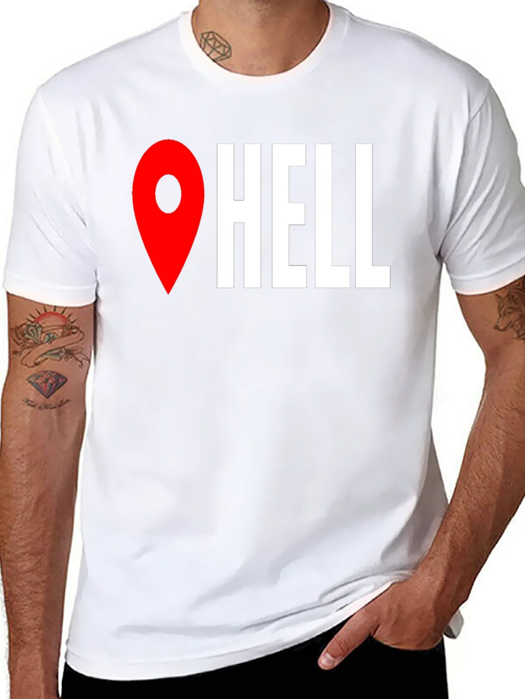 Funny Hell Location Pin T-Shirt