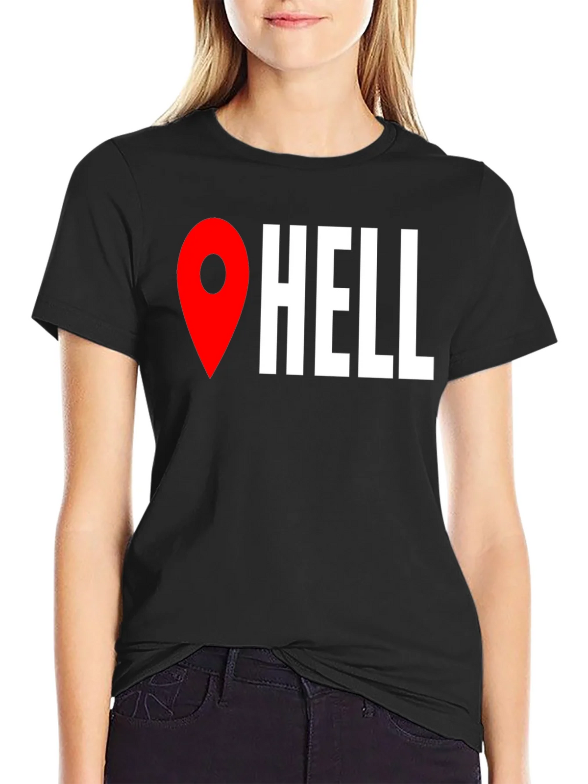 Funny Hell Location Pin T-Shirt