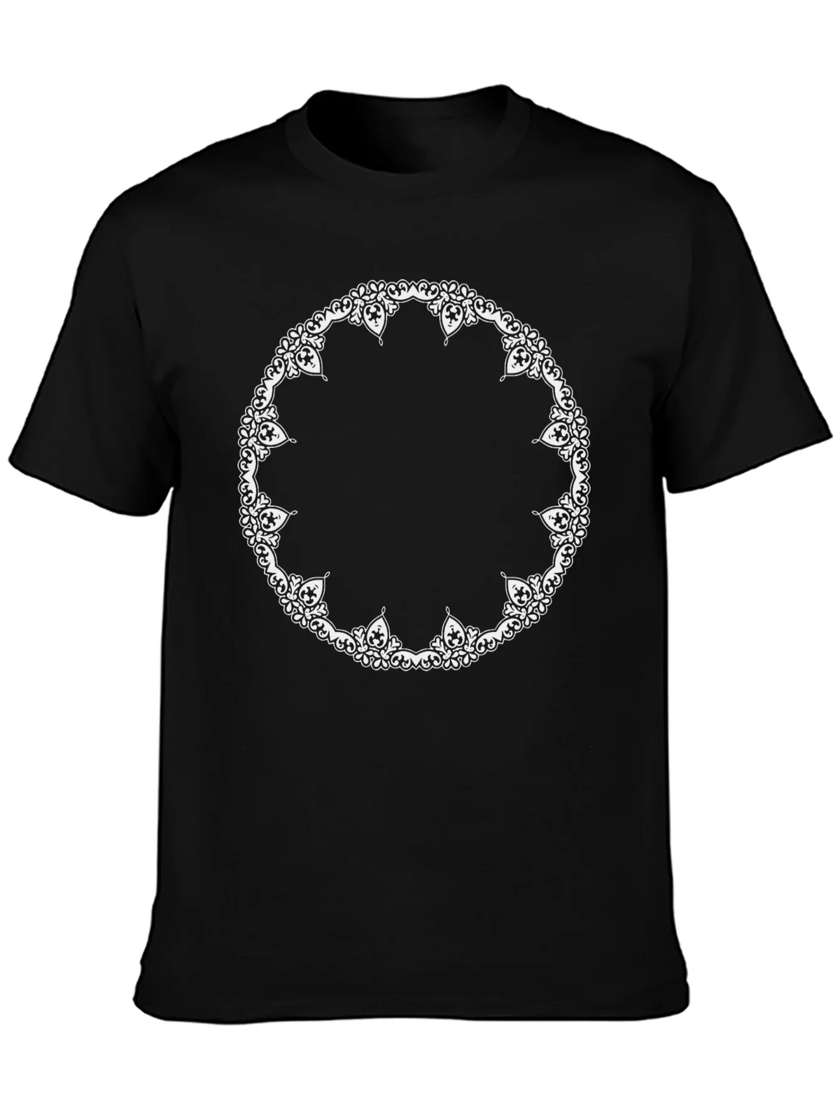 Black T-Shirt with Ornate Circle Design