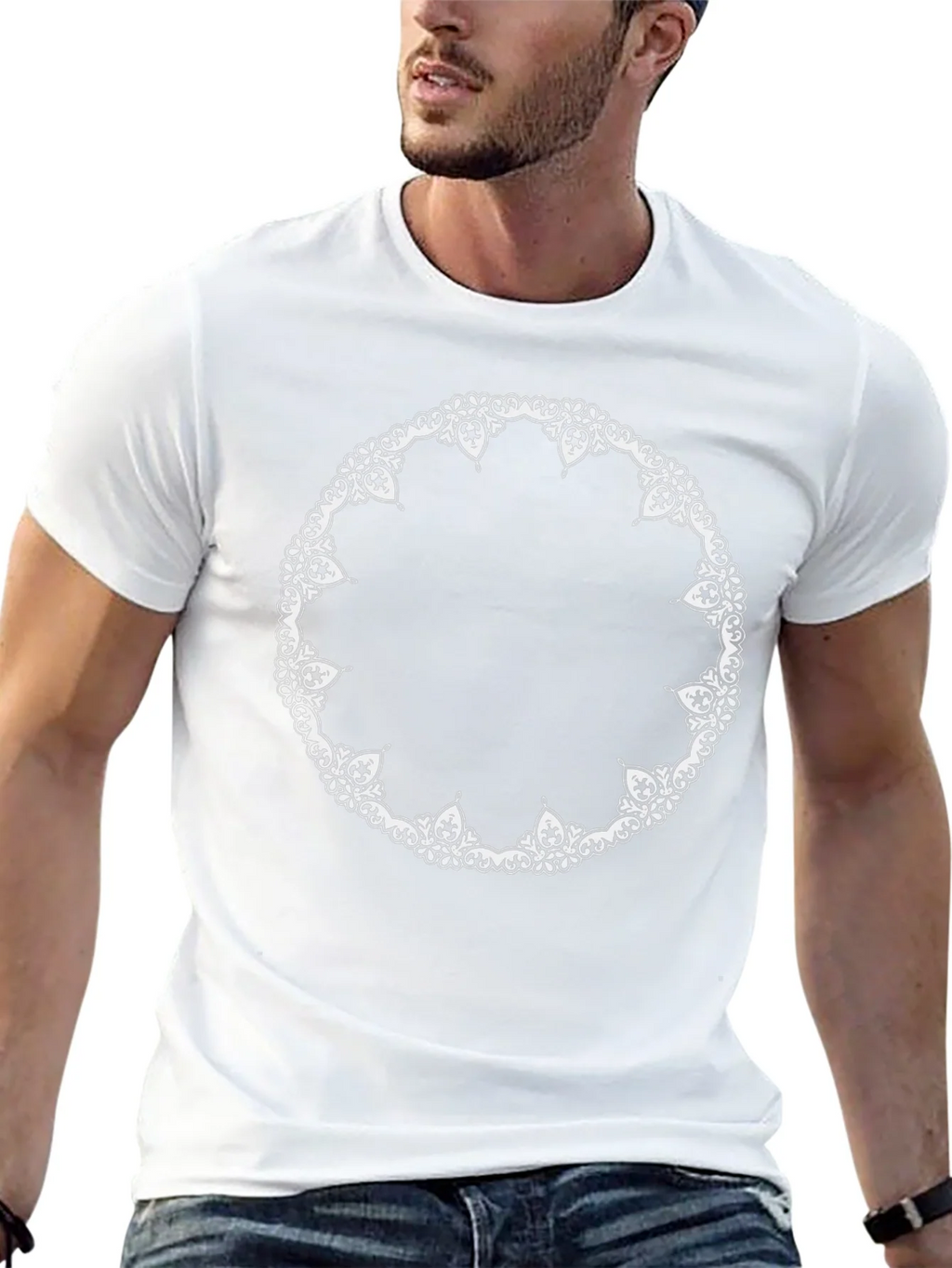 Black T-Shirt with Ornate Circle Design