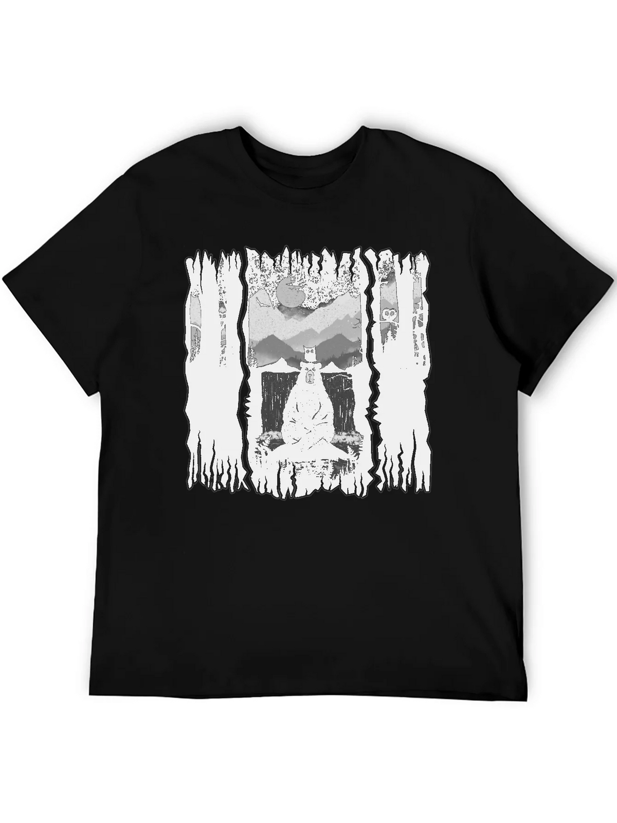 Monochrome Bear Graphic Tee - Mens Black T-Shirt