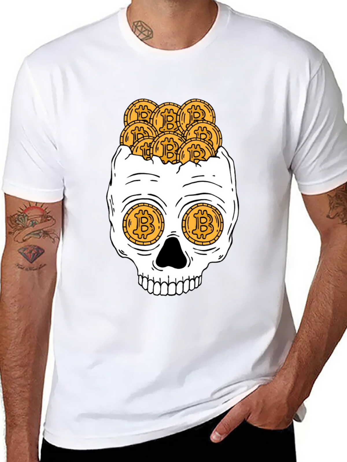 Bitcoin Skull Graphic T-Shirt - Crypto Currency Tee