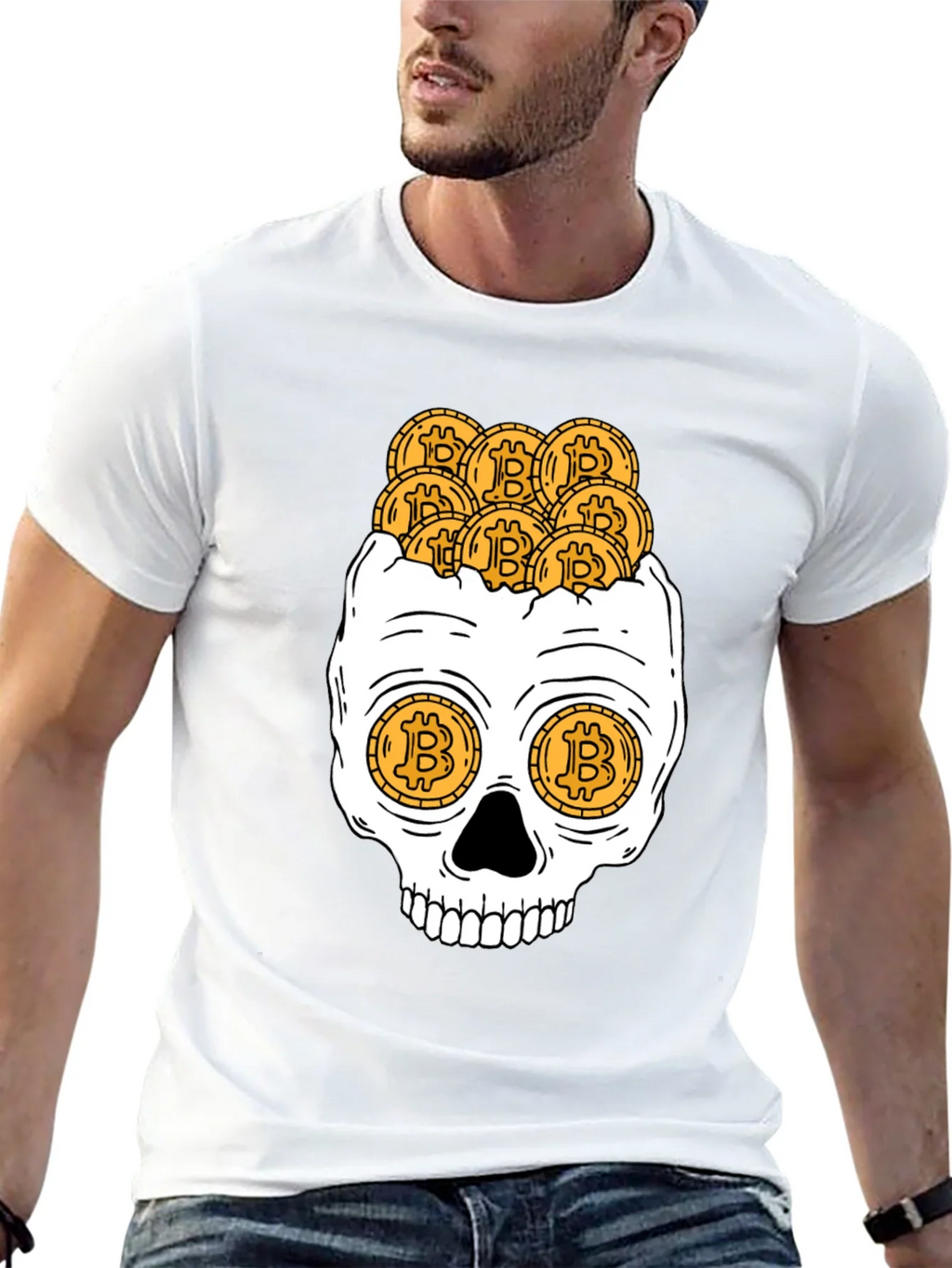 Bitcoin Skull Graphic T-Shirt - Crypto Currency Tee