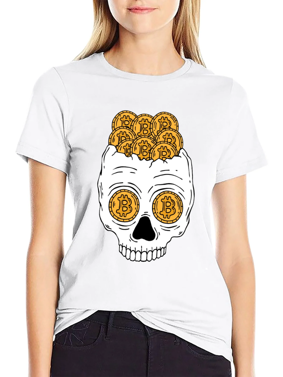 Bitcoin Skull Graphic T-Shirt - Crypto Currency Tee