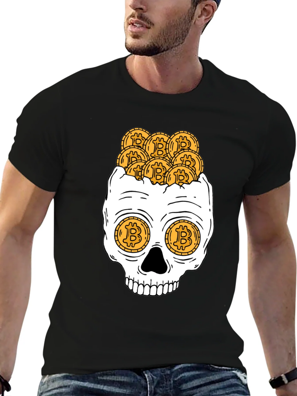 Bitcoin Skull Graphic T-Shirt - Crypto Currency Tee