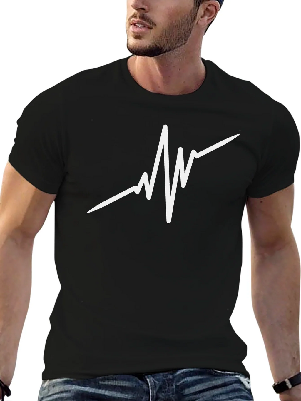 Heartbeat Graphic Black T-Shirt