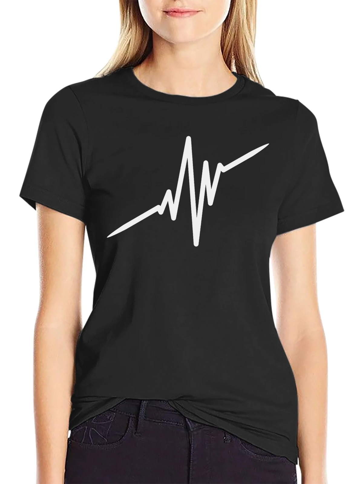 Heartbeat Graphic Black T-Shirt