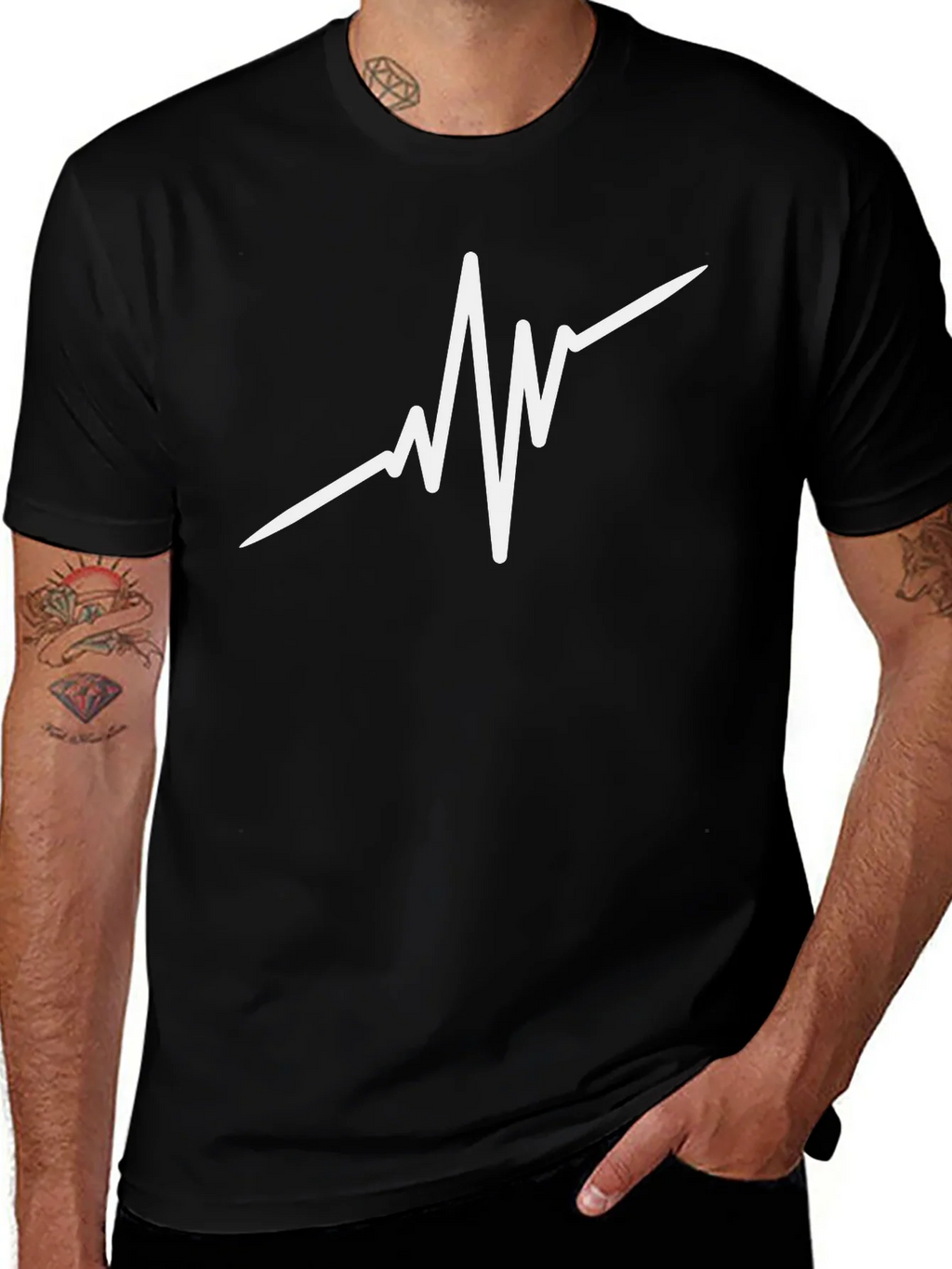 Heartbeat Graphic Black T-Shirt