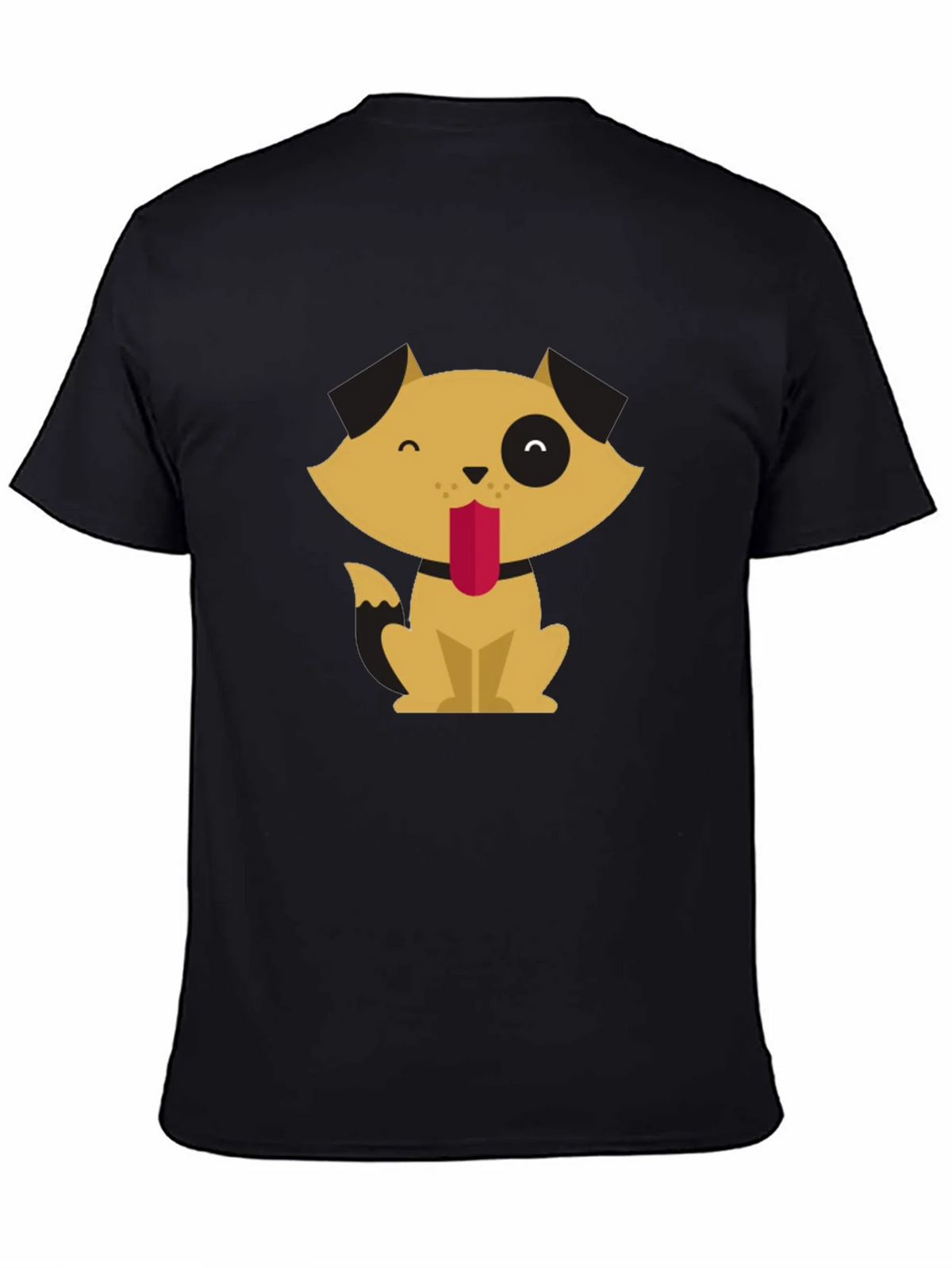 Cute Cartoon Dog Graphic Tee - Black