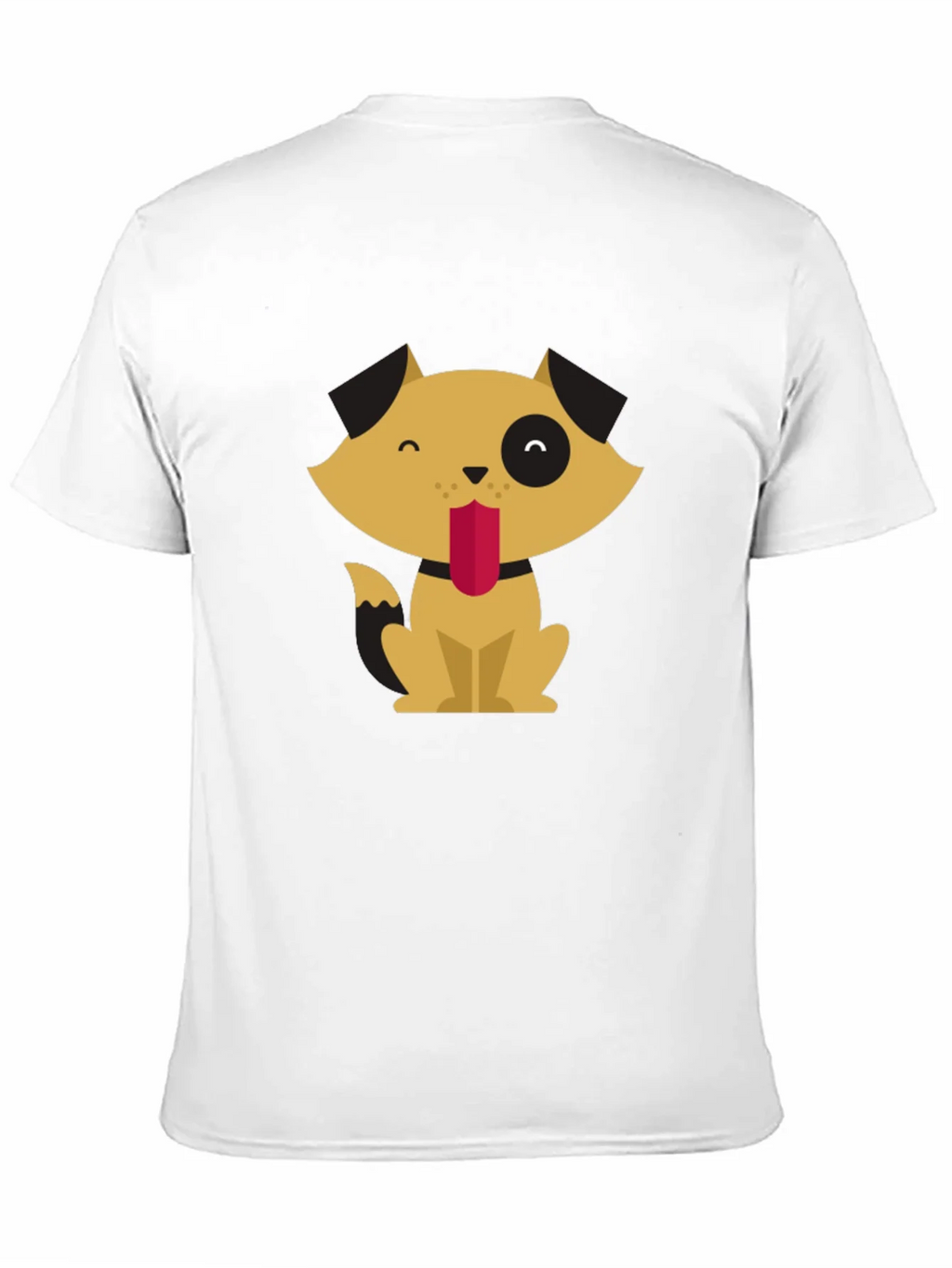Cute Cartoon Dog Graphic Tee - Black