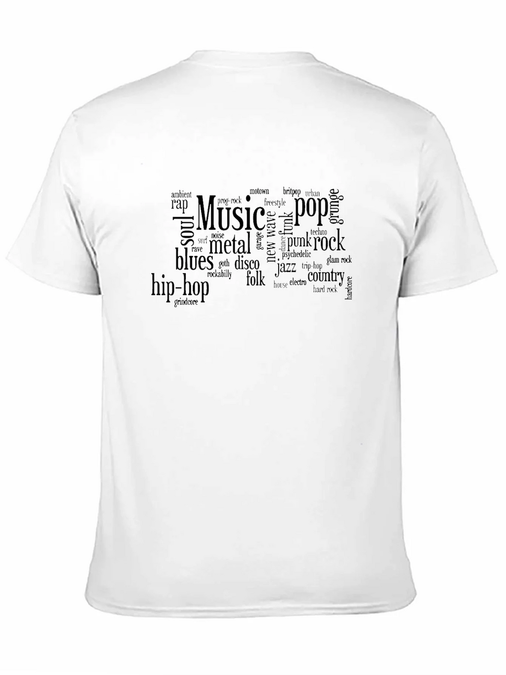 Music Genre Word Cloud T-Shirt - Black