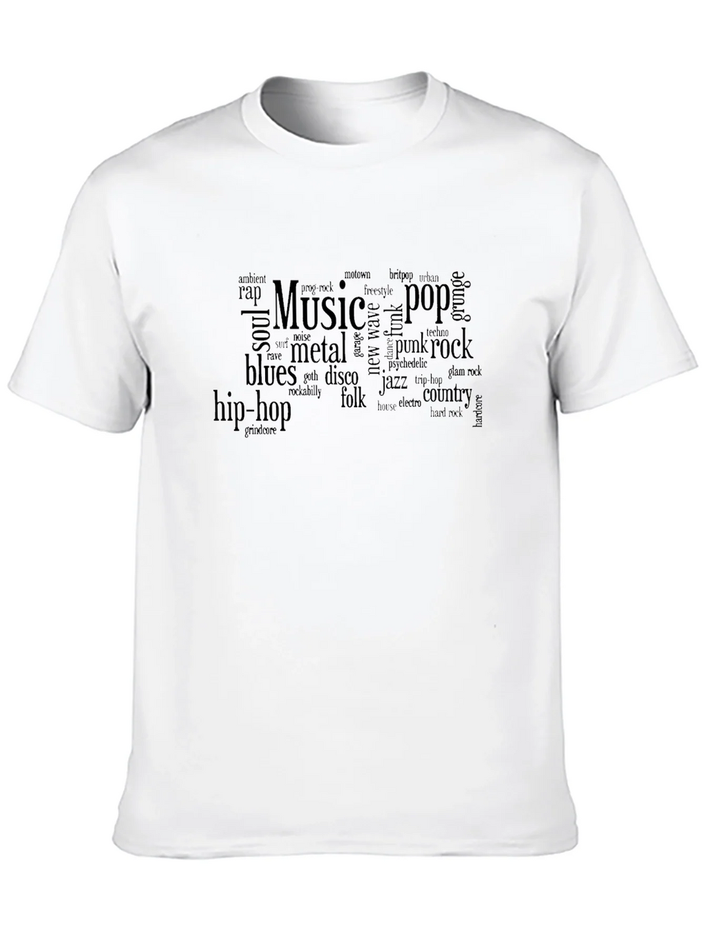 Music Genre Word Cloud T-Shirt - Black