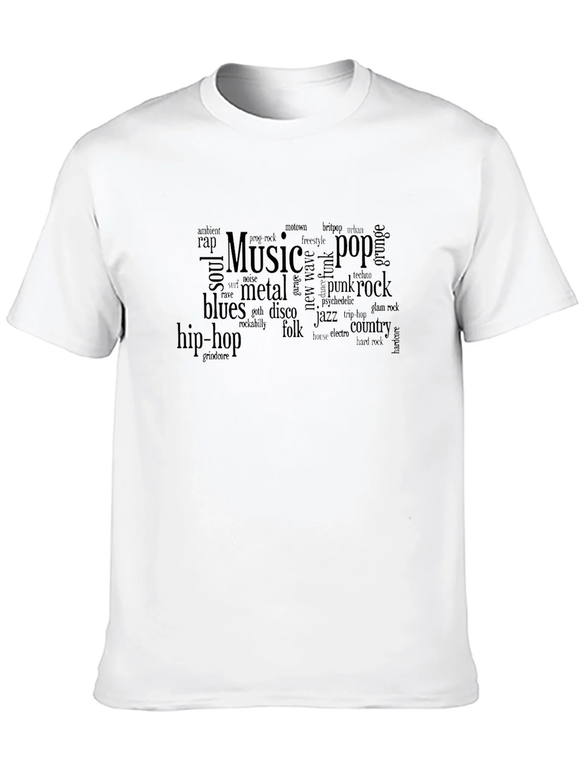 Music Genre Word Cloud T-Shirt - Black