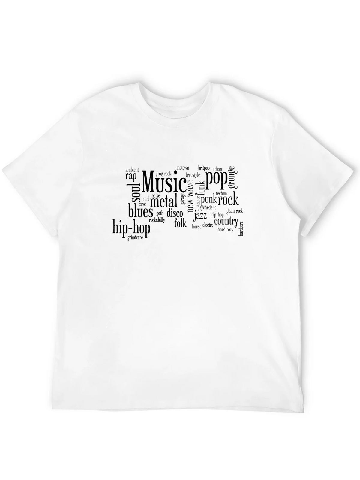 Music Genre Word Cloud T-Shirt - Black