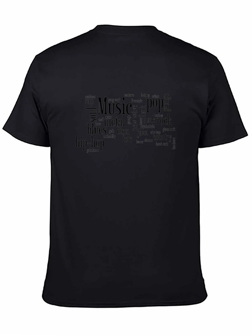 Music Genre Word Cloud T-Shirt - Black