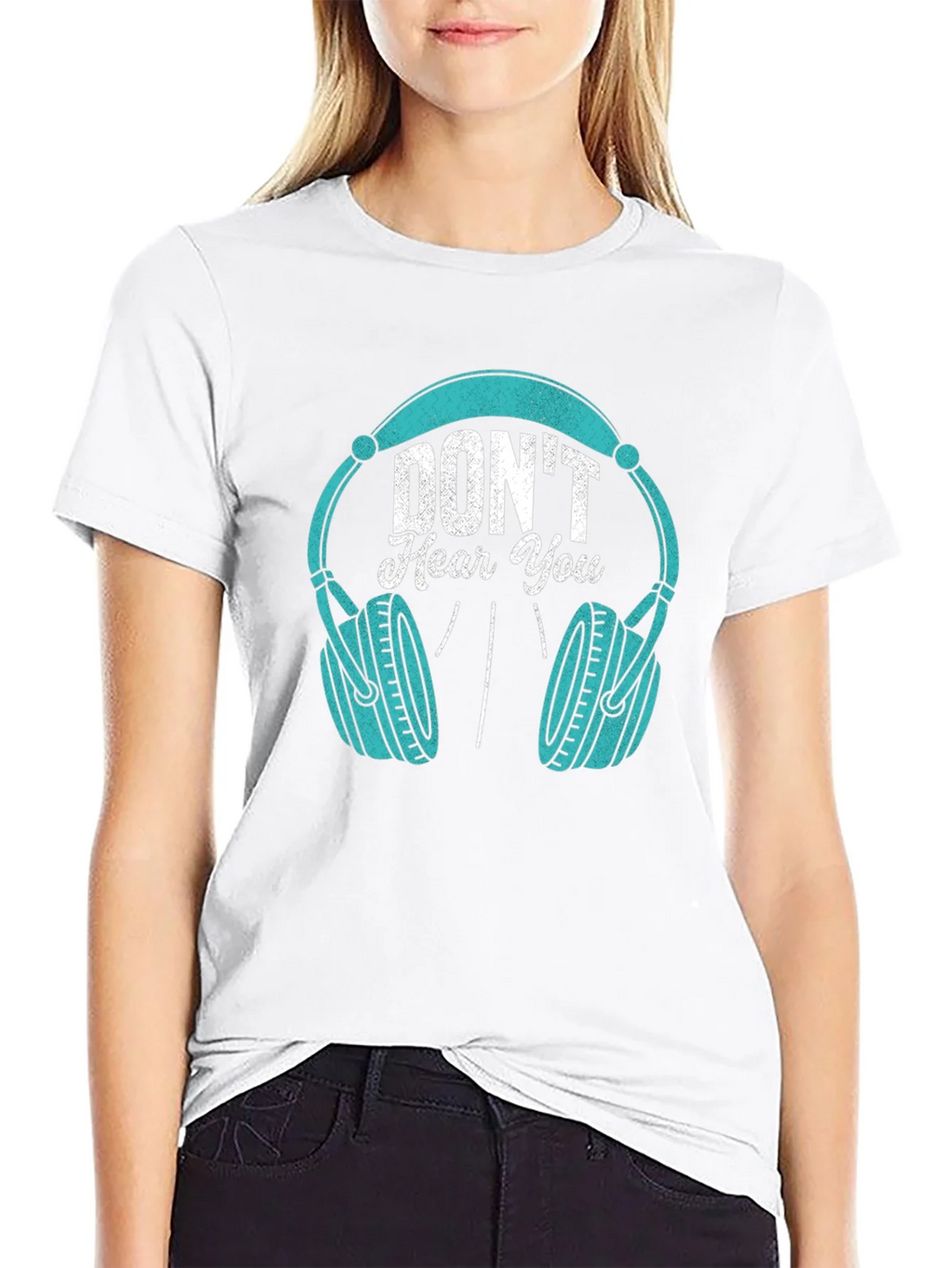 Dont Hear You Headphones Black T-Shirt