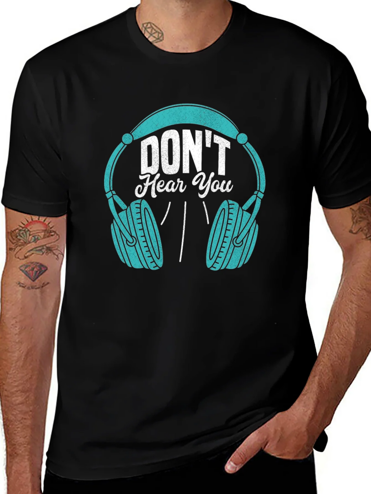 Dont Hear You Headphones Black T-Shirt