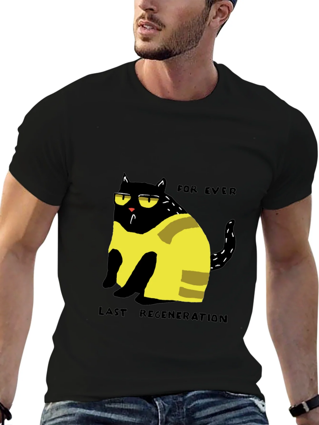Funny Cat Forever Last Regeneration Black T-Shirt