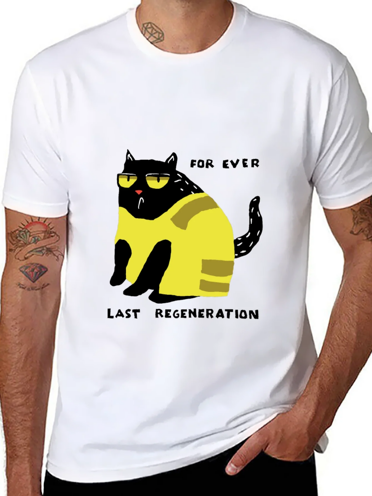 Funny Cat Forever Last Regeneration Black T-Shirt